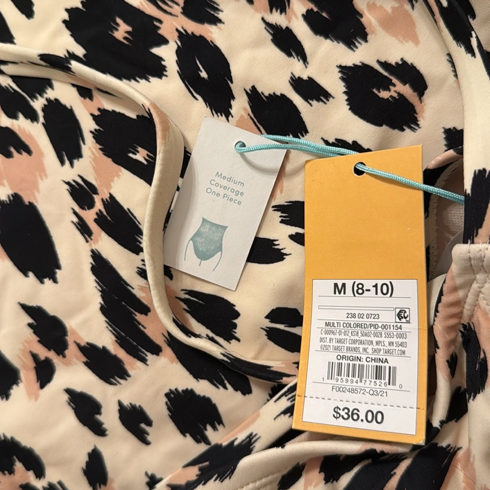 Kona Sol Leopard print one piece bathing suit New M (8-10) - Picture 7 of 7